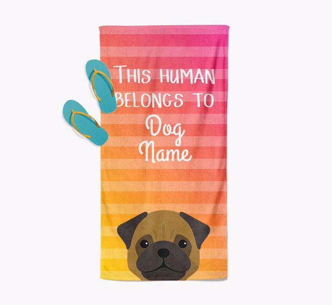 Personalised Pool Towel 'This Human Belongs To {dogsName}' with {breedFullName} Icon